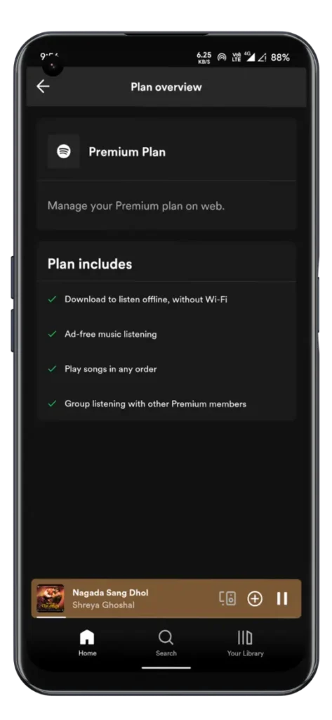 Spotify Premium App plan